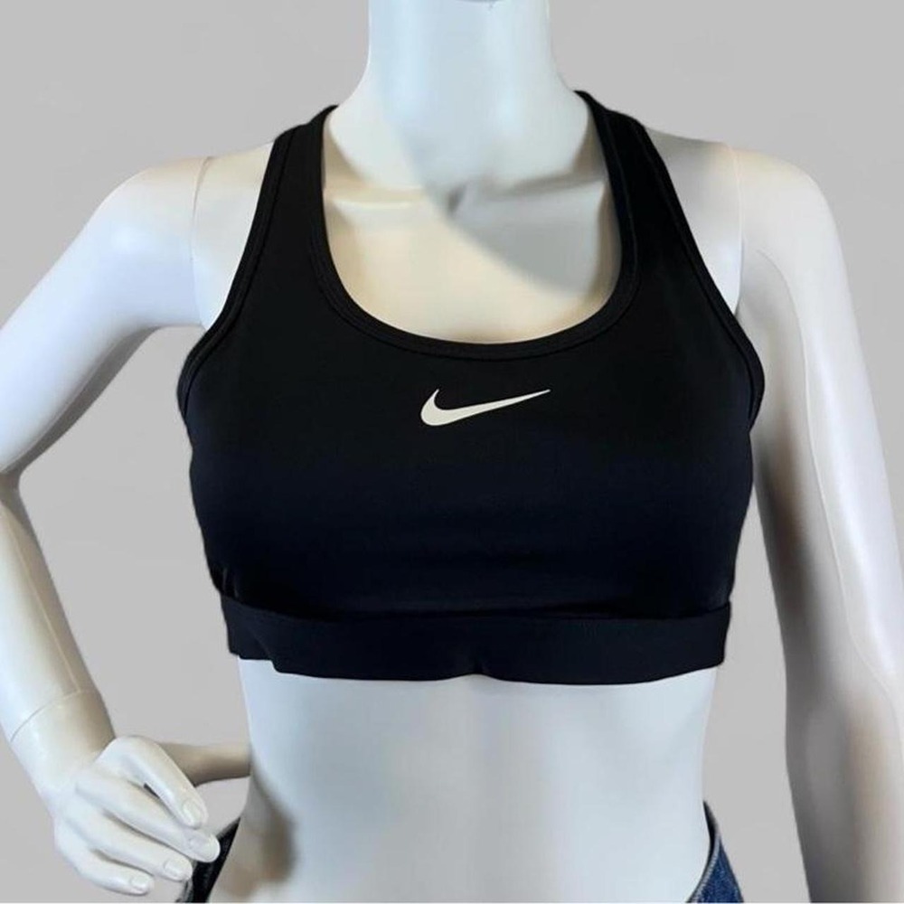 Nike‎ black sports bra with white swoosh logo Size small